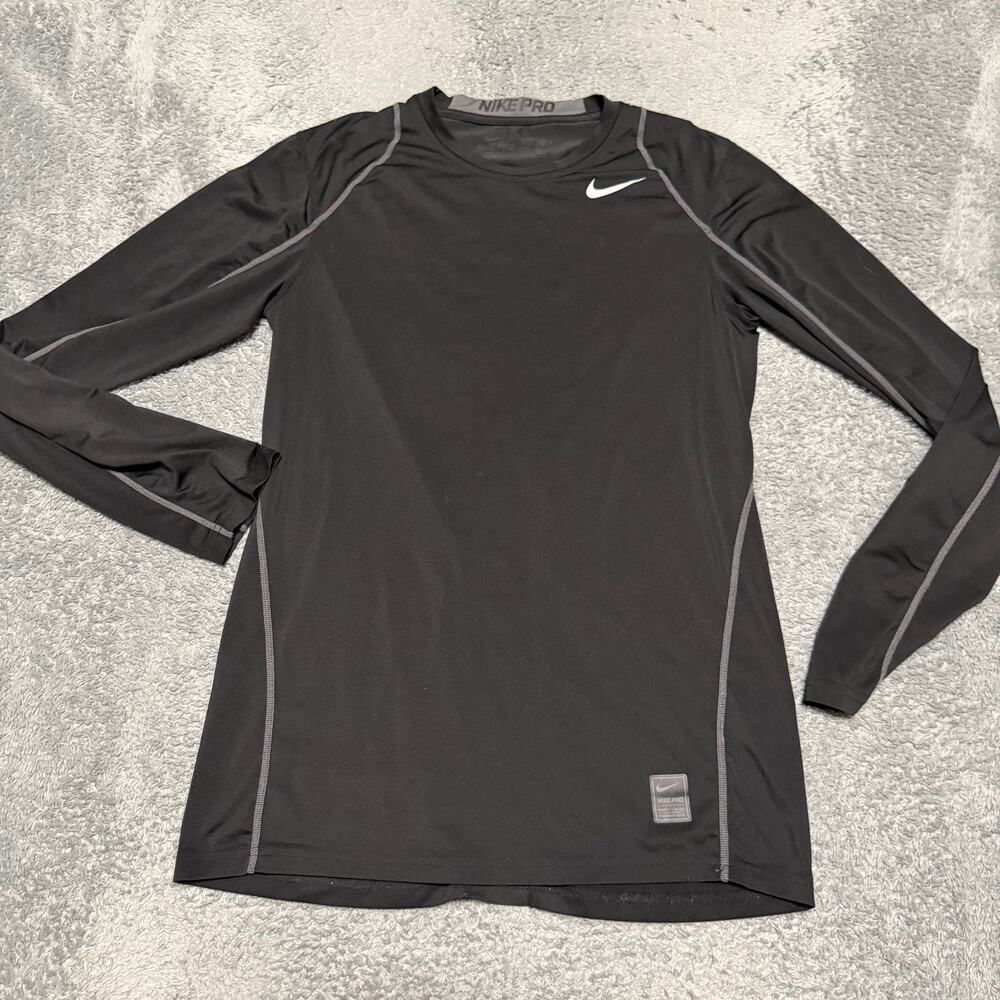 Nike Pro Shirt Mens Small Black Long Sleeve Base Layer Sri Fit Fitted